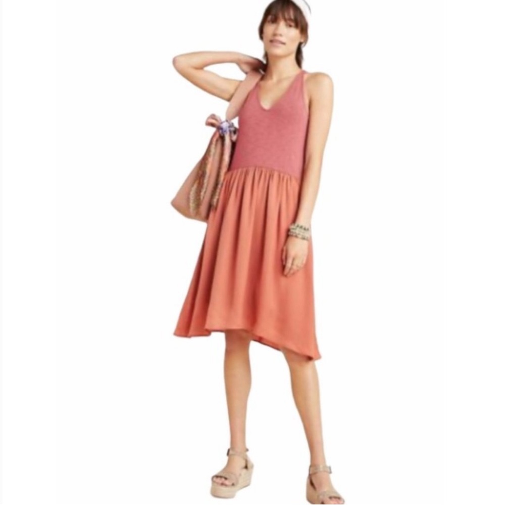 Anthropologie Asymmetrical Dress in Pink and Orange